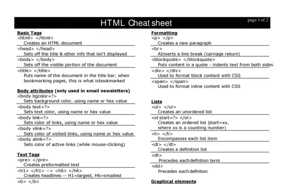 HTML Cheatsheet